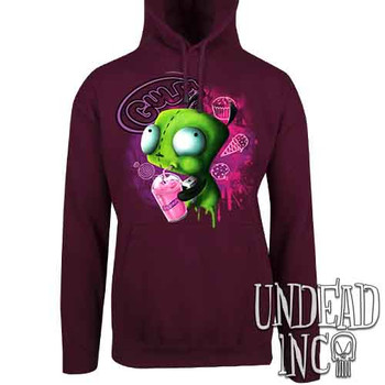 Invader Zim Gir Slurpin - Mens / Unisex MAROON Fleece Hoodie