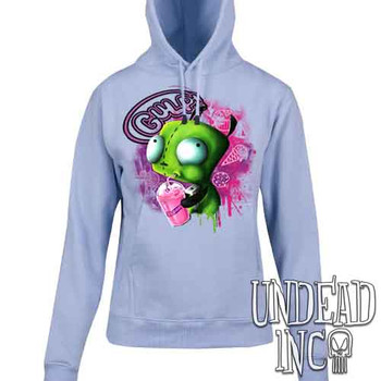 Invader Zim Gir Slurpin - Ladies / Juniors LIGHT BLUE Fleece Hoodie