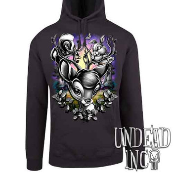 Bambi Woodland Antlers Black & Grey - Mens / Unisex CHARCOAL Fleece Hoodie