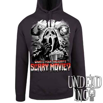 What's your favourite scary movie? Black & Grey - Mens / Unisex CHARCOAL Fleece Hoodie