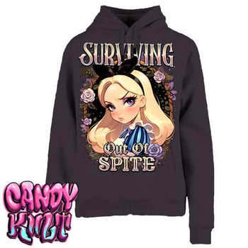 Surviving Out Of Spite Candy Toons - Ladies / Juniors CHARCOAL Fleece Hoodie