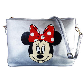 Minnie Mouse Metallic Silver PU Leather Cross Body / Shoulder Bag