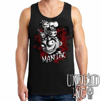 JTHM "Maniac" Black & Grey Mens Tank Singlet