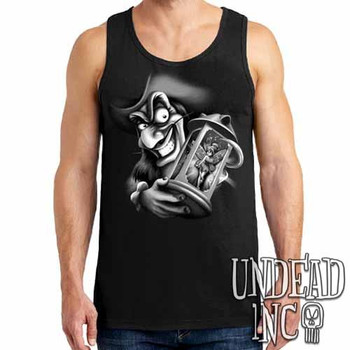 Tinkerbell and Captain Hook  Black & Grey Mens Tank Singlet