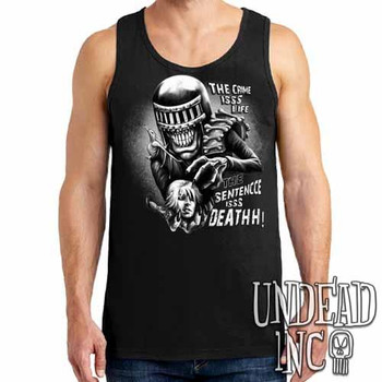 Judge Death - The Crime is Life 2000 ad Dredd Black & Grey Mens Tank Singlet