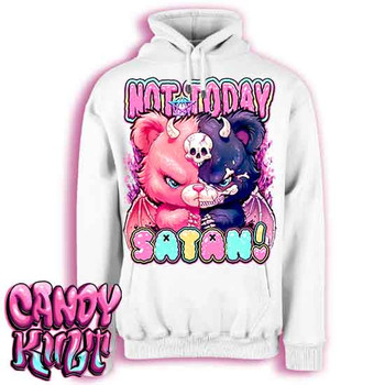 Not Today Satan Fright Candy - Mens / Unisex WHITE Fleece Hoodie