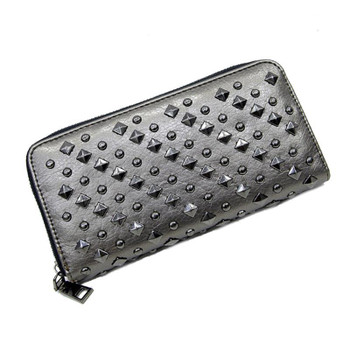 Studded Metallic Champagne Punk  Long Line Wallet Purse