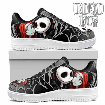 Jack & Sally Halloween Heart Black Undead Inc Men's Casual Sneakers Black