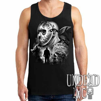 Jason Voorhees Camp Crystal Lake lack & Grey - Mens Tank Singlet