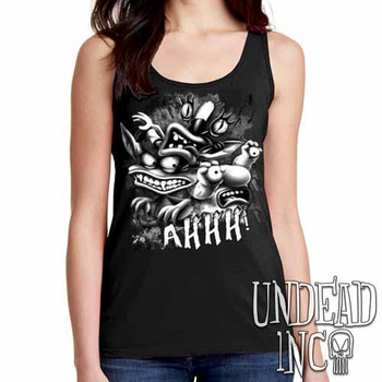 AHH! Real Monsters Black & Grey Ladies Singlet Tank