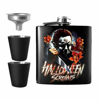 Halloween Screams Michael Myers Undead Inc Hip Flask Set