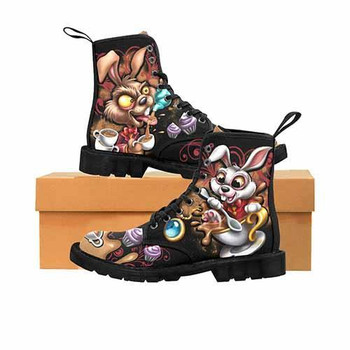 Alice In Wonderland White Rabbit & Hare Mad Tea Party MENS Undead Inc Boots