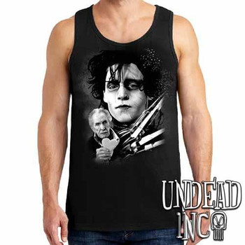 Edward Scissorhands  & Vincent Price - Mens Tank Singlet Black & Grey