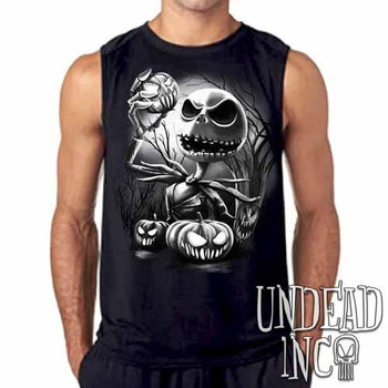 Nightmare Before Christmas Pumpkin King Jack Black & Grey Mens Sleeveless Shirt