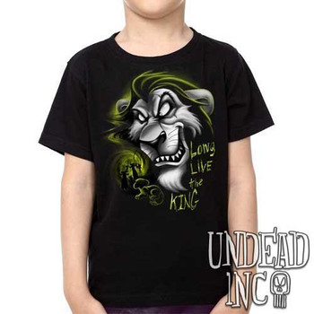 Villains Scar "Long live the king" Lion King Black Grey - Kids Unisex Girls and Boys T shirt Clothing