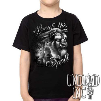 Beauty & the Beast "Break the Spell" Castle Black Grey - Kids Unisex Girls and Boys T shirt Clothing