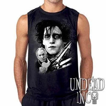 Edward Scissorhands  & Vincent Price Black & Grey Mens Sleeveless Shirt