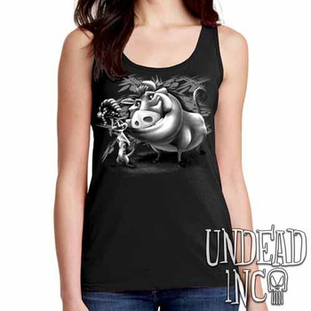 Timon & Pumba Black & Grey - Ladies Singlet Tank