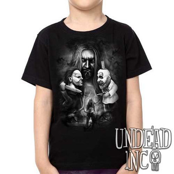 Rob Zombie 31 Captain Spaulding Michael Myers Black Grey - Kids Unisex Girls and Boys T shirt Clothing