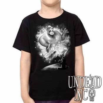 Aladdin Genie Magic Lamp Black Grey  -  Kids Unisex Girls and Boys T shirt Clothing