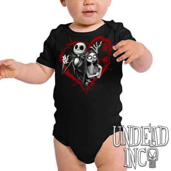 Nightmare Before Christmas Jack and Sally Black & Grey - Infant Onesie Romper