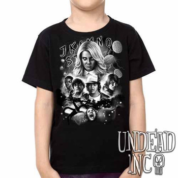 Stranger Things -  Kids Unisex Girls and Boys T shirt Clothing Black & Grey