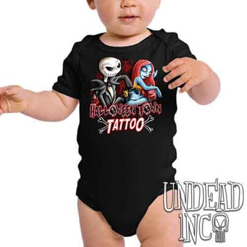 Jack and Sally Halloween Town Tattoo Nightmare Before Christmas - Infant Onesie Romper