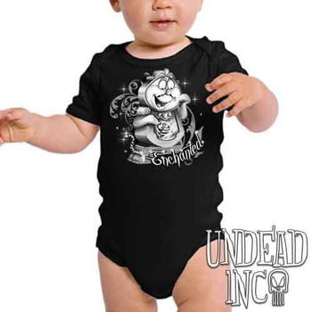 Cogsworth "Enchanted" Rose Beauty & the Beast Black & Grey - Infant Onesie Romper