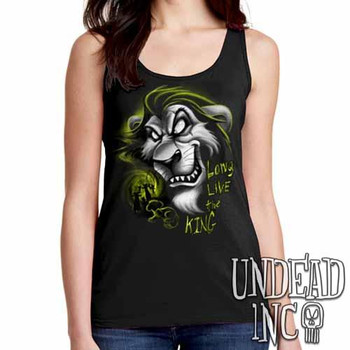 Villains Scar "Long live the king" - Ladies Singlet Tank BLACK GREY