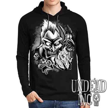 Villains Hades Panic & Pain Black & Grey - Mens Long Sleeve Hooded Shirt