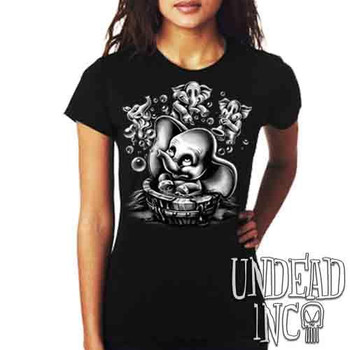 Dumbo Bubble Bath Parade Black & Grey - Ladies T Shirt