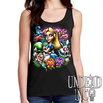 Alice In Wonderland Mad World - Ladies Singlet Tank