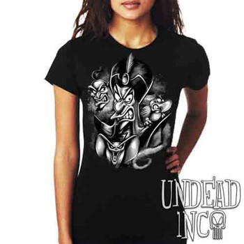 Aladdin Jafar Sorcerer Of Evil Black & Grey - Ladies T Shirt