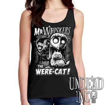 Frankenweenie Were-cat Mr Whiskers & Weird Girl Black & Grey - Ladies Singlet Tank