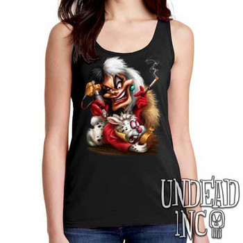 Villains Cruella De Vil Tattooing White Rabbit - Ladies Singlet Tank