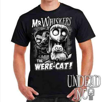 Frankenweenie Were-cat Mr Whiskers & Weird Girl Black & Grey - Mens T Shirt