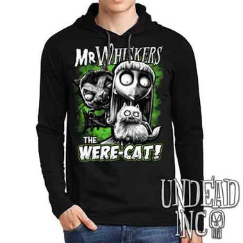 Frankenweenie Were-cat Mr Whiskers & Weird Girl - Mens Long Sleeve Hooded Shirt