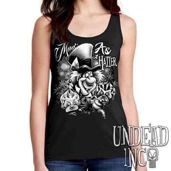 Mad As A Hatter Black & Grey - Ladies Singlet Tank