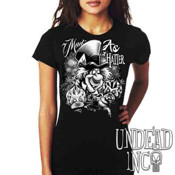 Mad As A Hatter Black & Grey - Ladies T Shirt