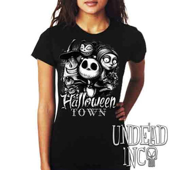 Halloween Town Black & Grey - Ladies T Shirt