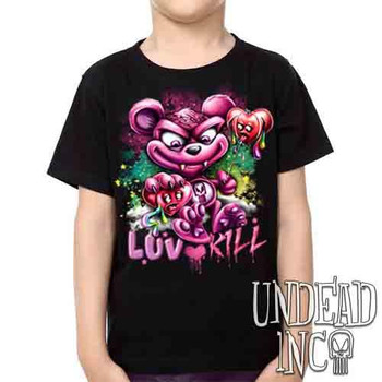 Undead Inc Scare Bear Of Bleeding Hearts -  Kids Unisex Girls and Boys T shirt