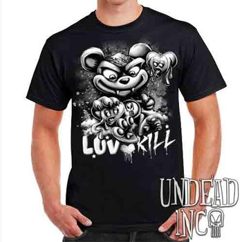 Undead Inc Scare Bear Of Bleeding Hearts Black & Grey - Mens T Shirt