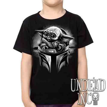 The Child Mando Helmet Black & Grey- Kids Unisex Boys & Girls T Shirt