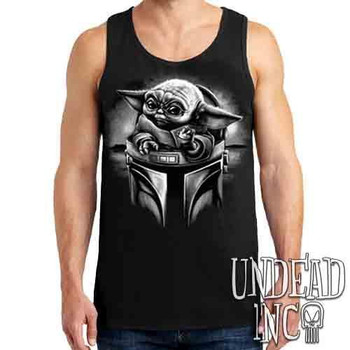 The Child Mando Helmet Black & Grey - Mens Tank Singlet