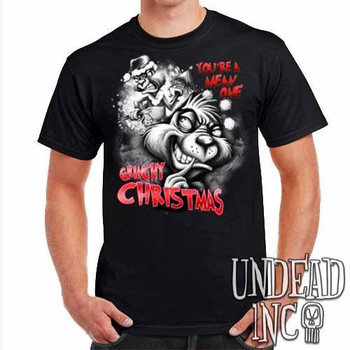 "You're a mean one" Grinch Christmas - Mens T Shirt Black Grey