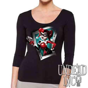 Joker Card Harley Quinn - Ladies 3/4 Long Sleeve Tee