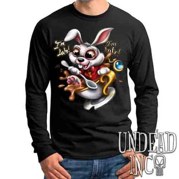 Alice In Wonderland White Rabbit I'm Late Teacup - Mens Long Sleeve Tee