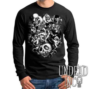 Disney Villains Born To Be Bad Black & Grey - Mens Long Sleeve Tee