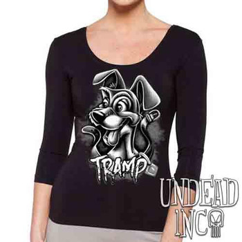 TRAMP Black & Grey - Ladies 3/4 Long Sleeve Tee