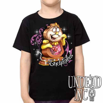 Cogsworth "Enchanted" Rose Beauty & the Beast - Kids Unisex Girls and Boys T shirt Clothing